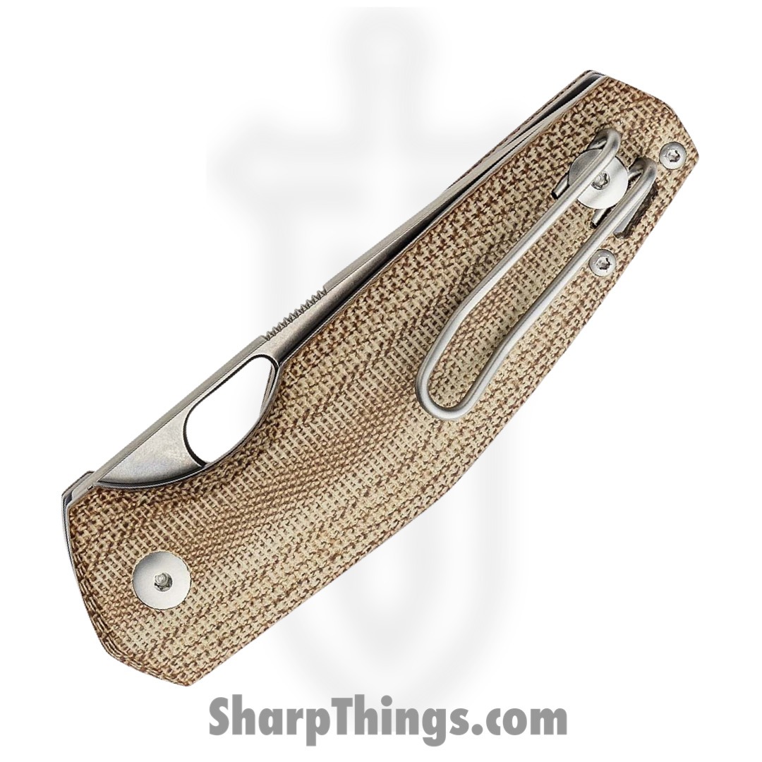 GiantMouse - NIMBUS-V2-NAT-MICARTA - Ace Nimbus - Folding Knife - Elmax Satin Trailing Point - Micarta - Natural - Image 3