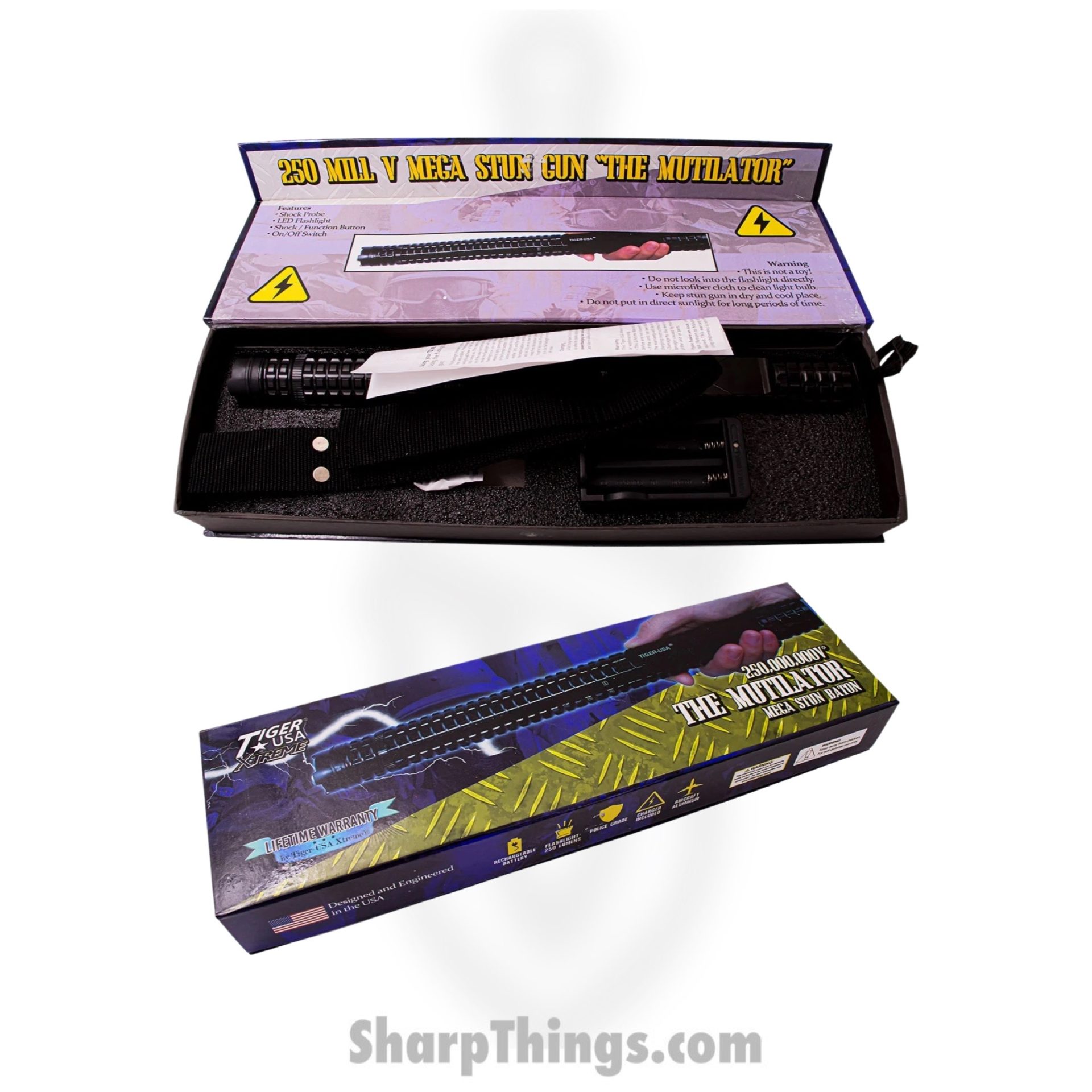 Tiger USA - TD-X8 - The MUTILATOR 250 Mill Mega Stun Gun Flashlight Baton - Plastic - Black - Image 6