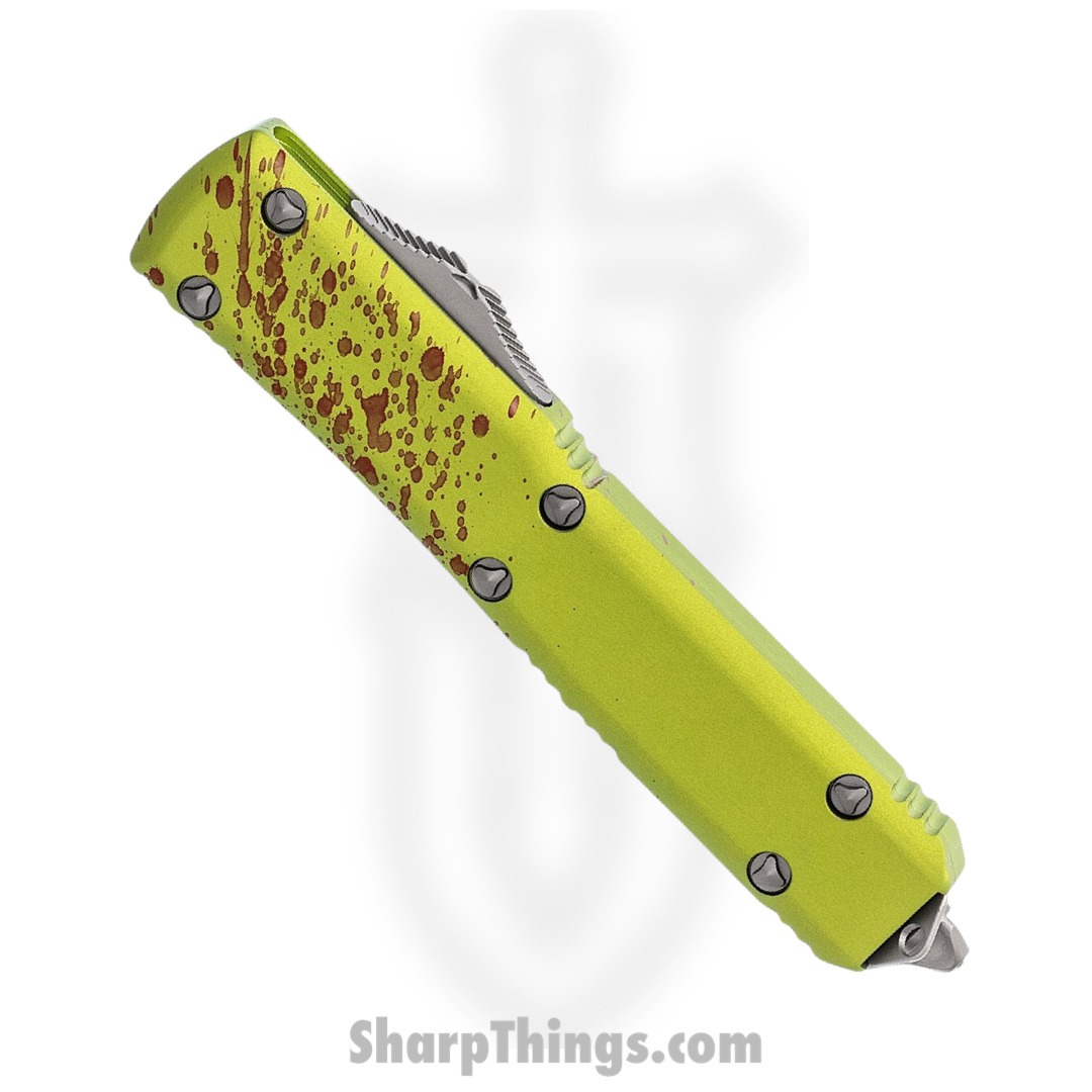 Microtech - 121-10Z - Ultratech - OTF Auto - Elmax, M390, 204P Stonewash Drop Point - 6061-T6 Aluminum - Zombie Green - Image 2