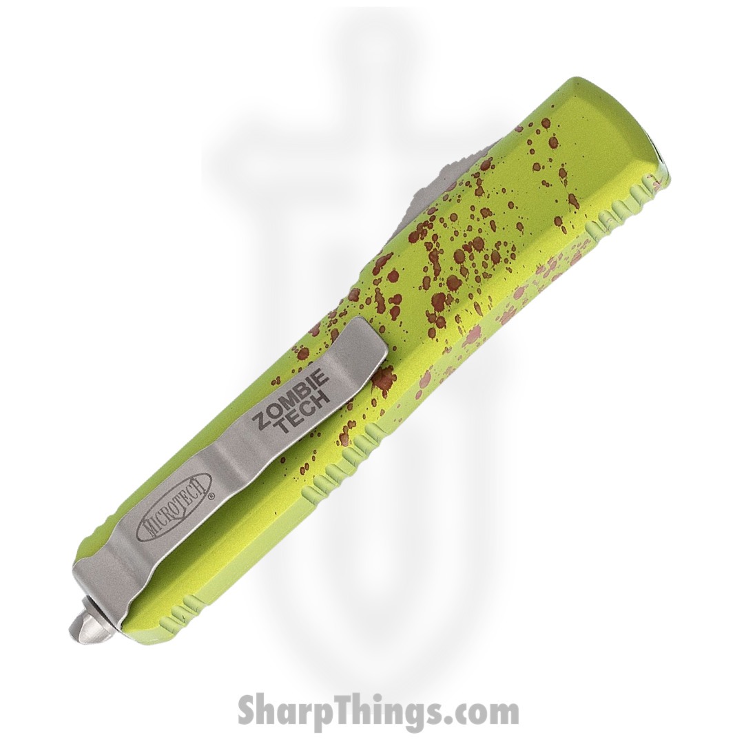 Microtech - 121-10Z - Ultratech - OTF Auto - Elmax, M390, 204P Stonewash Drop Point - 6061-T6 Aluminum - Zombie Green - Image 3
