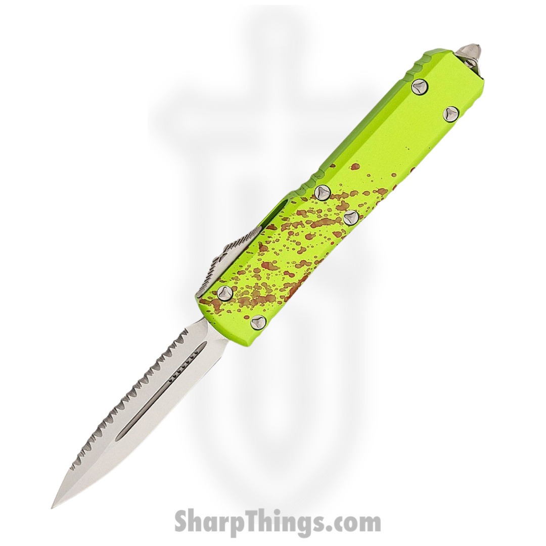 Microtech - 122-12Z - Ultratech - OTF Auto - Elmax. M390, 204P Stonewash Dagger - 6061-T6 Aluminum - Zombie Green