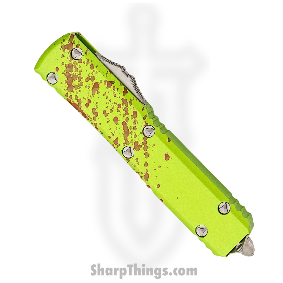 Microtech - 122-12Z - Ultratech - OTF Auto - Elmax. M390, 204P Stonewash Dagger - 6061-T6 Aluminum - Zombie Green - Image 3