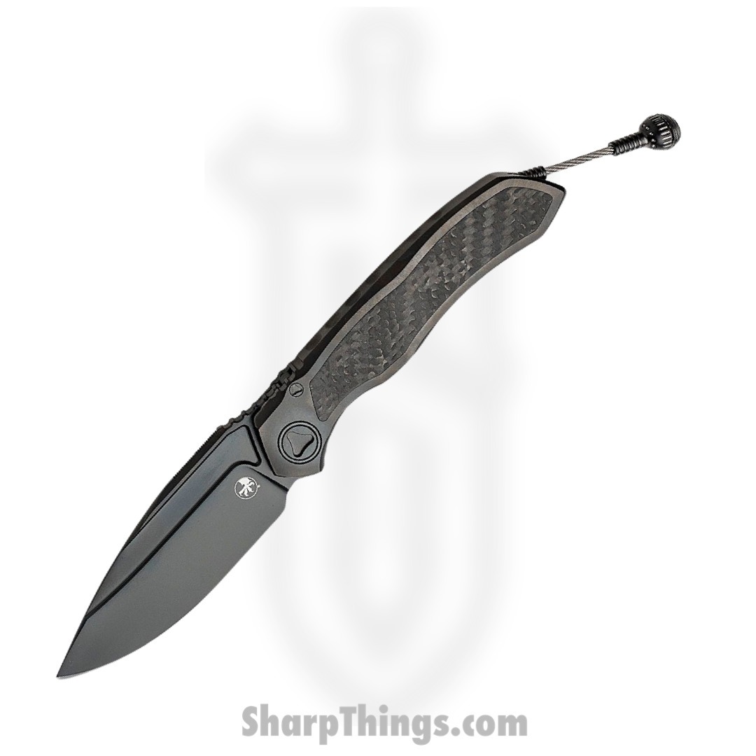 Microtech - 190C-1DLCTCFITI - Anax - Folding Knife - M390 Coated Drop Point - Titanium/CF Inlay - Black