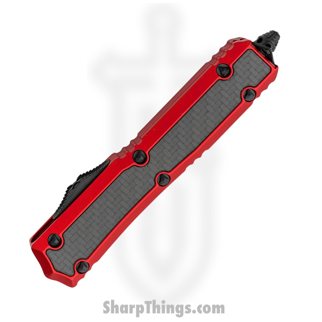 Microtech - 206-1RDCFIS - Makora 2021 Signature Series - OTF Auto - Elmax, M390, 204P Coated Dagger - Aluminum/CF Inlay - Red/Black - Image 3