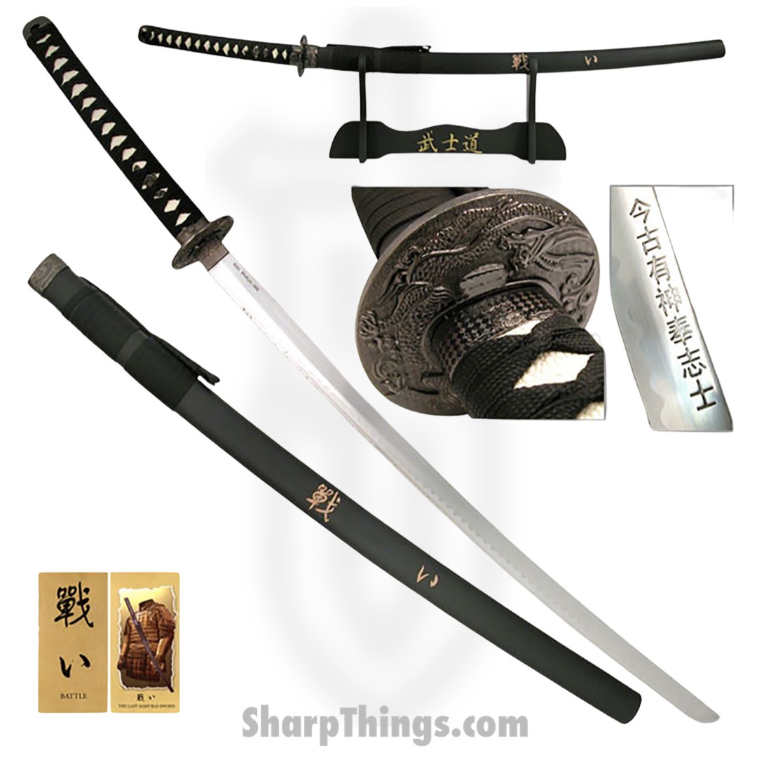 BladesUSA - Sw-318 - Sword Of Battle - Samurai Sword With Display Stand - Black