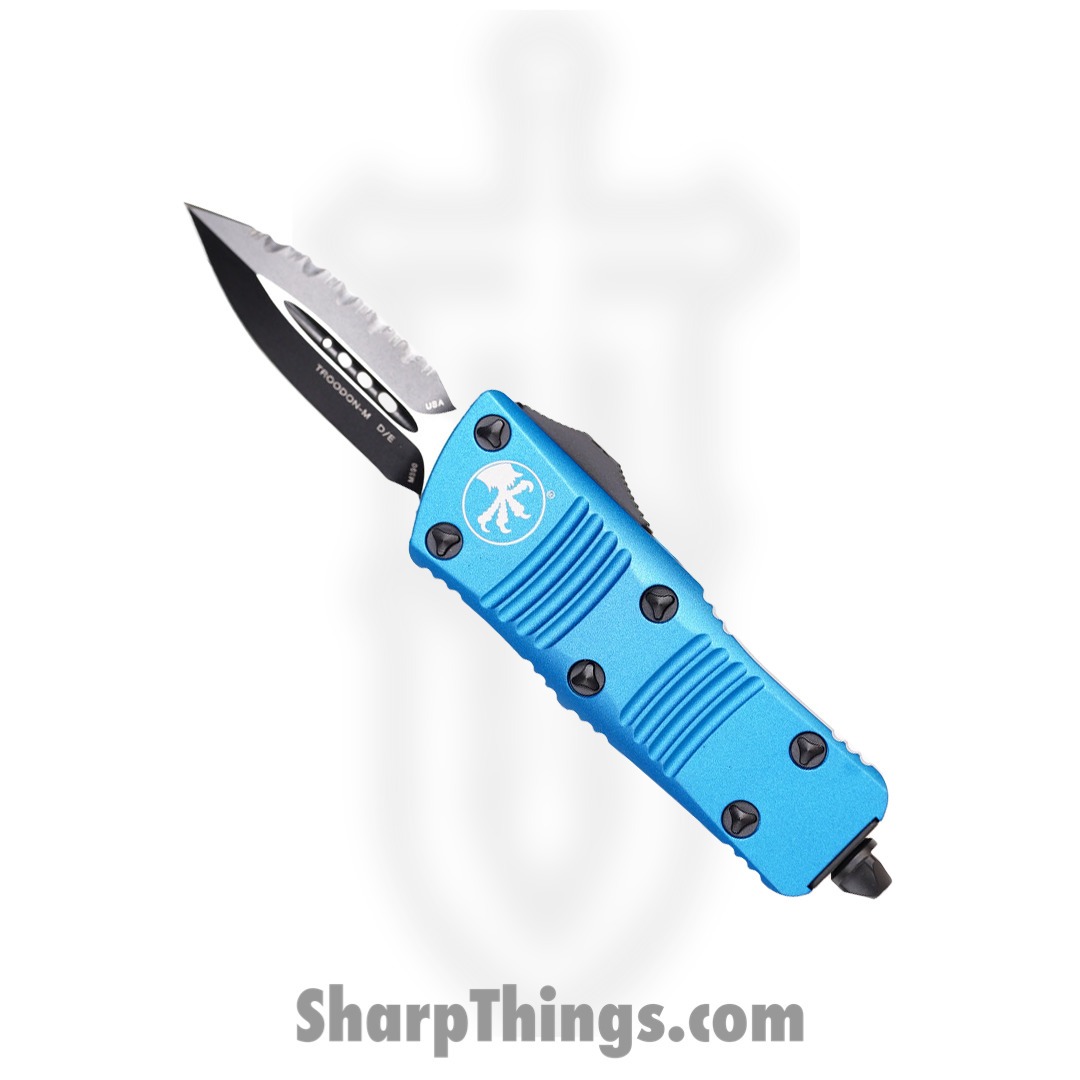 Microtech - 238-3BL - Troodon Mini - OTF Auto - M390 Coated Dagger - 6061-T6 Aluminum - Blue