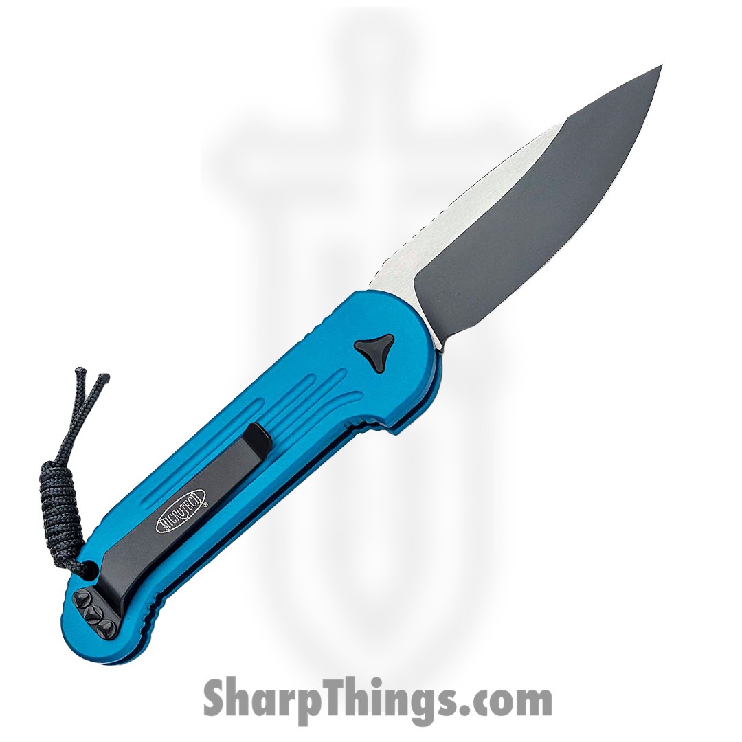 Microtech - 135-1BL - L.U.D.T. - Automatic Knife - Elmax, M390, 204P Two Tone Drop Point - 6061-T6 Aluminum - Blue - Image 2