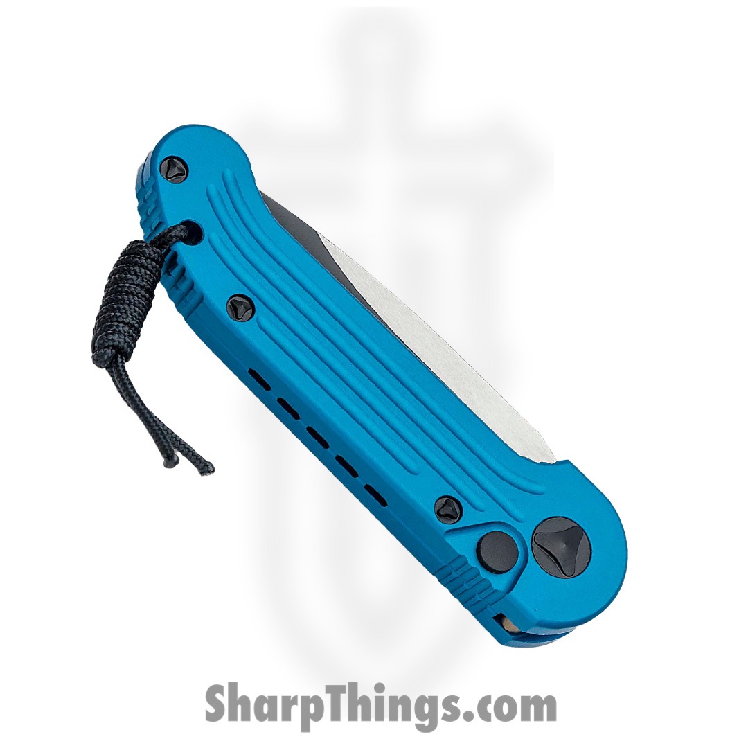 Microtech - 135-1BL - L.U.D.T. - Automatic Knife - Elmax, M390, 204P Two Tone Drop Point - 6061-T6 Aluminum - Blue - Image 3