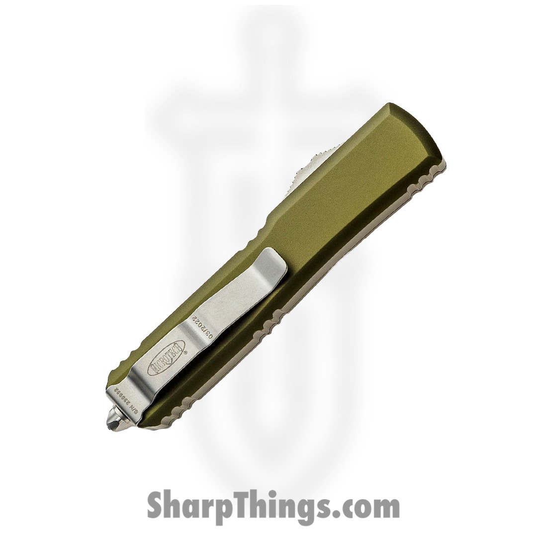 Microtech - 122-10OD - Ultratech - OTF Auto - Elmax, M390, 204P Stonewash Dagger - 6061-T6 Aluminum - OD Green - Image 3