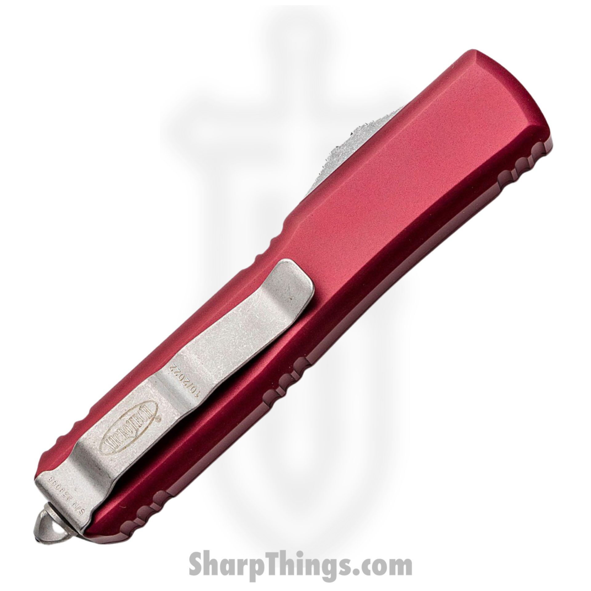 Microtech - 121-10MR - Ultratech - OTF Auto - Elmax, M390, 204P Stonewash Drop Point - 6061-T6 Aluminum - Merlot - Image 3