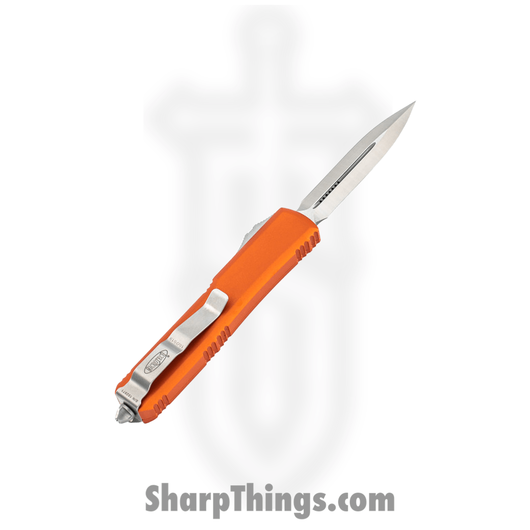 Microtech - 122-4OR - Ultratech - OTF Auto - Elmax, M390, 204P Satin Dagger - 6061-T6 Aluminum - Orange - Image 2
