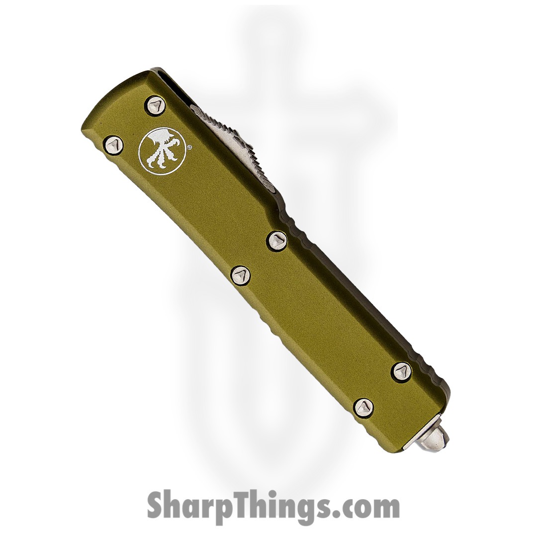 Microtech - 148-10OD - UTX-70 - OTF Auto - Elmax, M390, 204P Stonewash Drop Point - 6061-T6 Aluminum - OD Green - Image 2