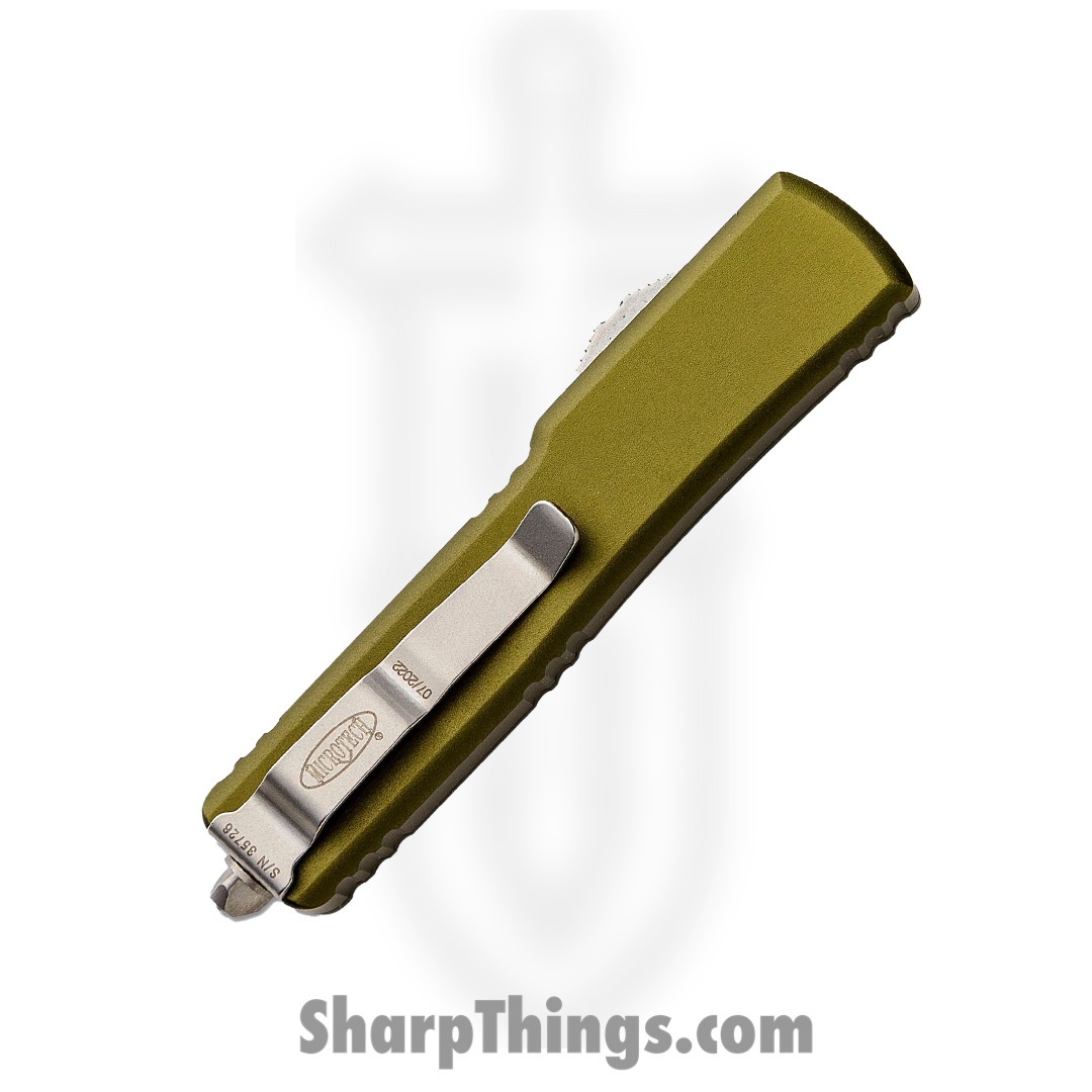 Microtech - 148-10OD - UTX-70 - OTF Auto - Elmax, M390, 204P Stonewash Drop Point - 6061-T6 Aluminum - OD Green - Image 3