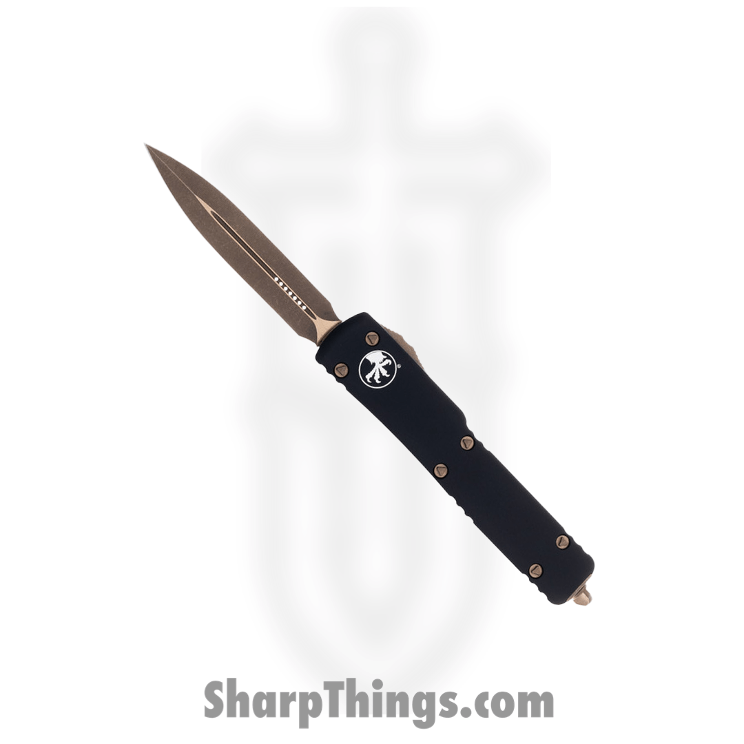 Microtech - 147-13AP - UTX-70 - OTF Auto - Elmax, M390, 204P Bronze Apocalyptic Dagger - 6061-T6 Aluminum - Black