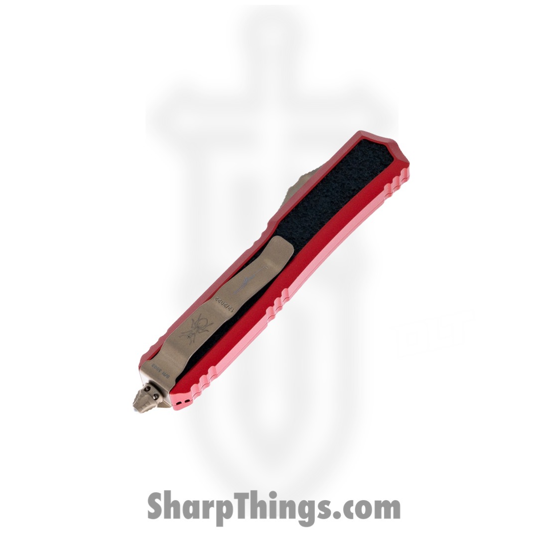 Microtech - 206-13RDS - Makora Signature Series - OTF Auto - Elmax, M390, 204P Bronze Dagger - 6061-T6 Aluminum/Traction Inlay - Red/Black - Image 4