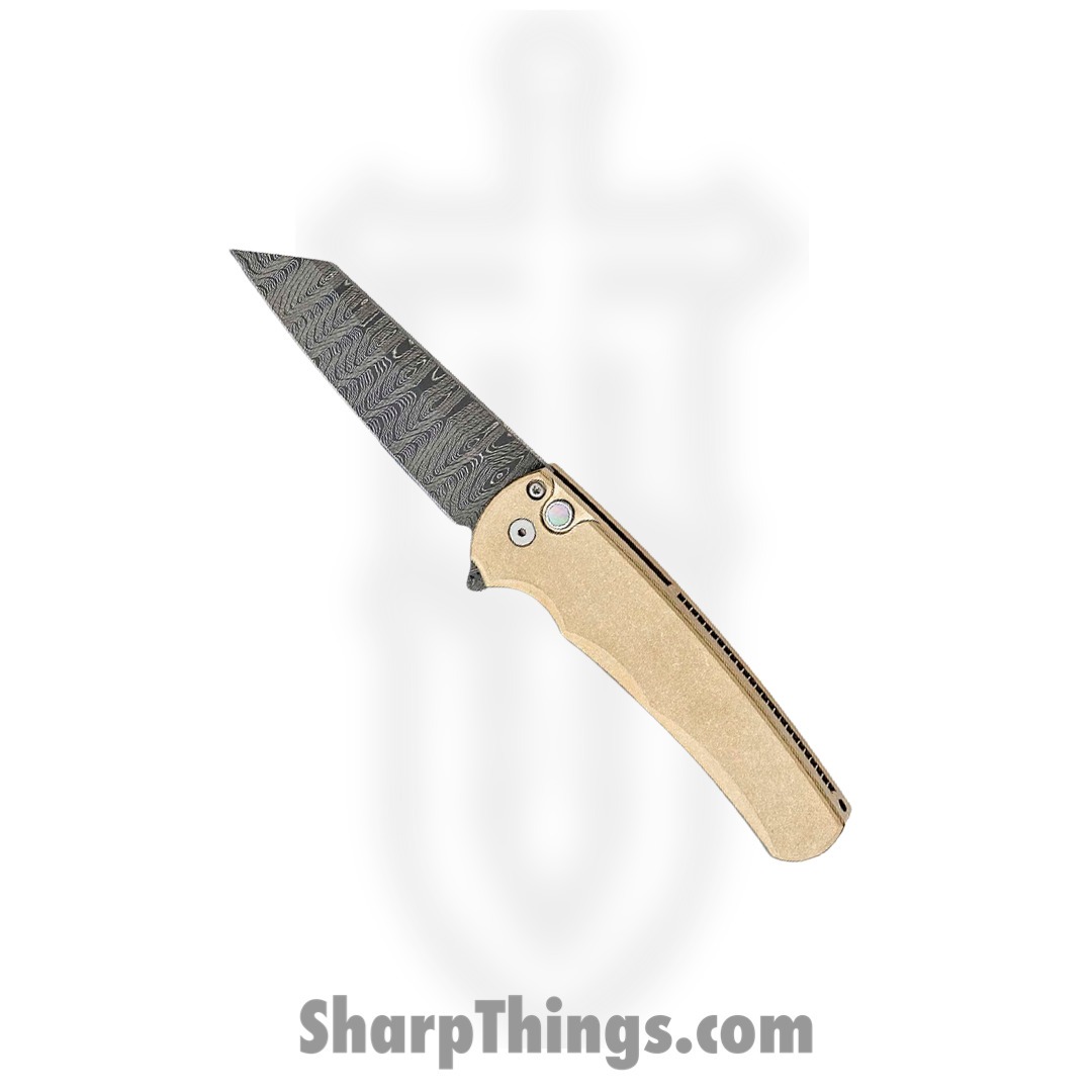 ProTech - 5210-DAMA - Malibu Custom - Folding Knife - Damascus Damascus Wharncliffe - Aluminum - Bronze