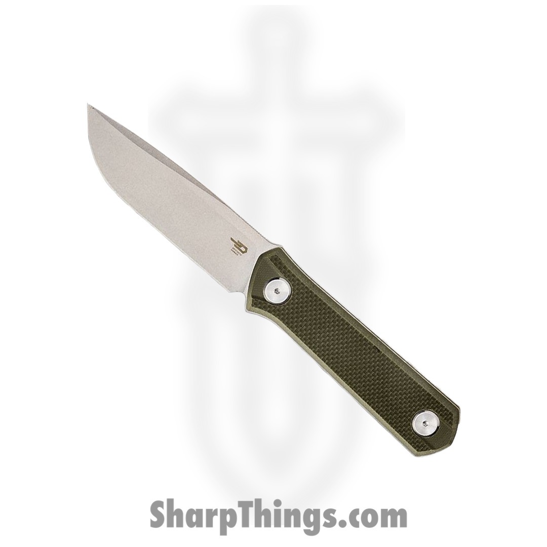 Bestech Knives - BTKF02B - Hedron - Fixed Blade Knife - D2 Satin Drop Point - G10 - Green
