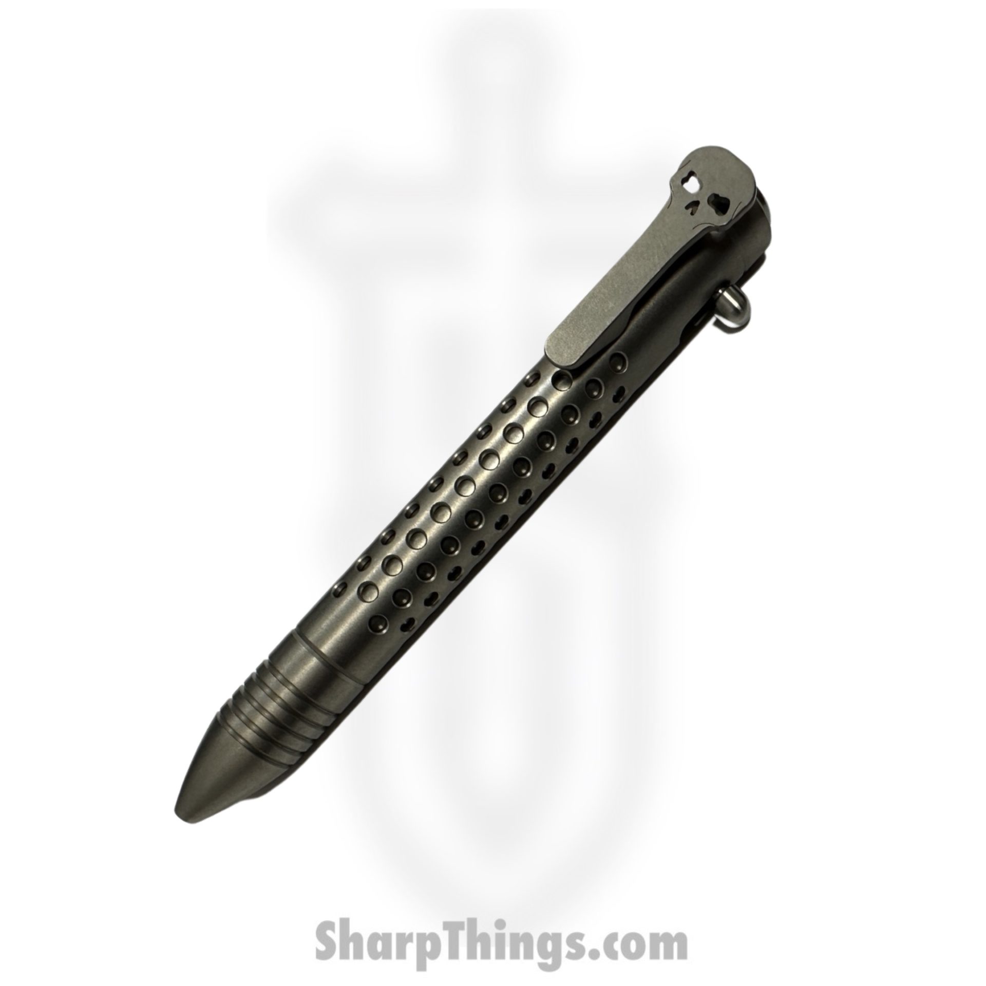 Chaves Knives - PEN-BA-DSWTI - Bolt Action Pen - Stonewash - Titanium - Dots