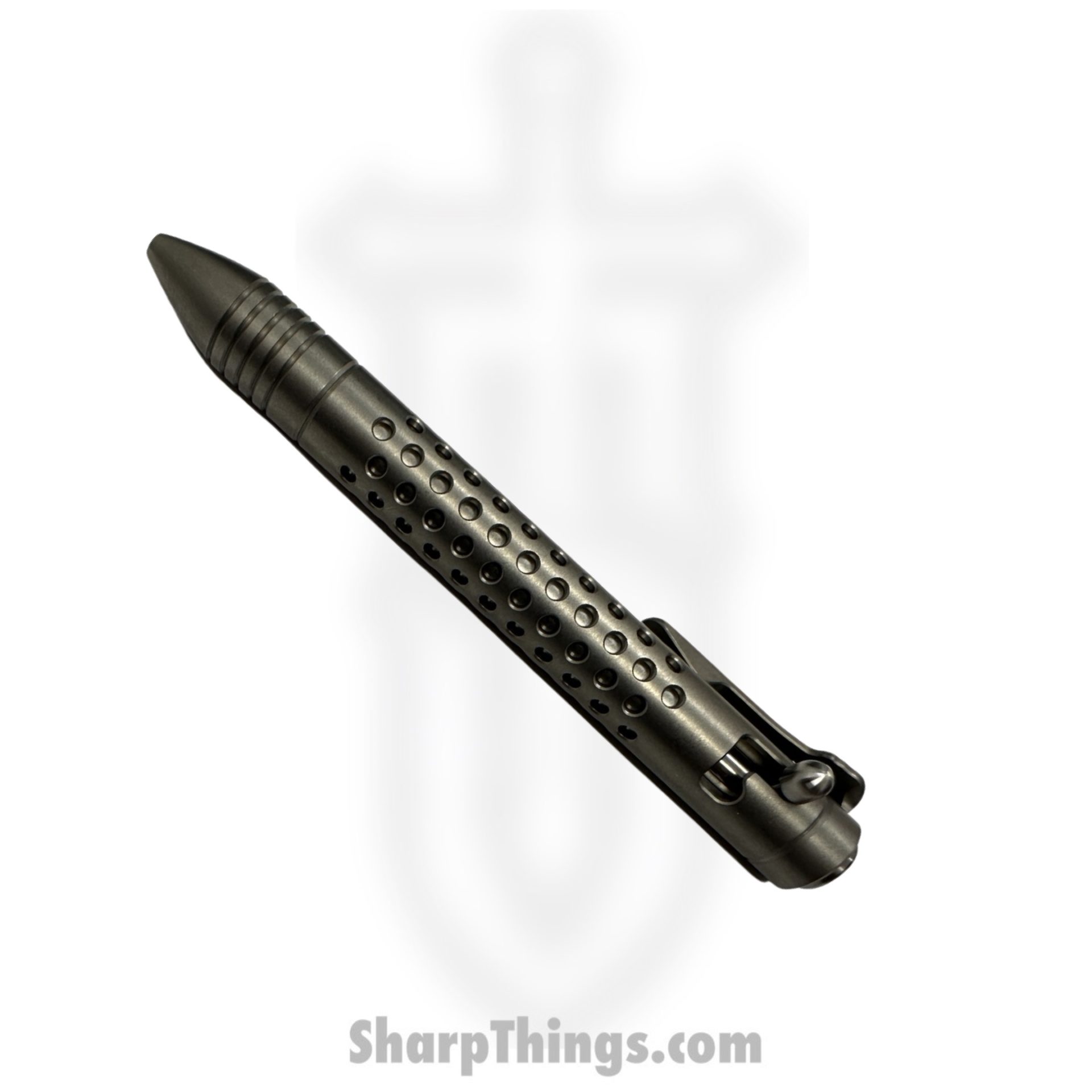 Chaves Knives - PEN-BA-DSWTI - Bolt Action Pen - Stonewash - Titanium - Dots - Image 3