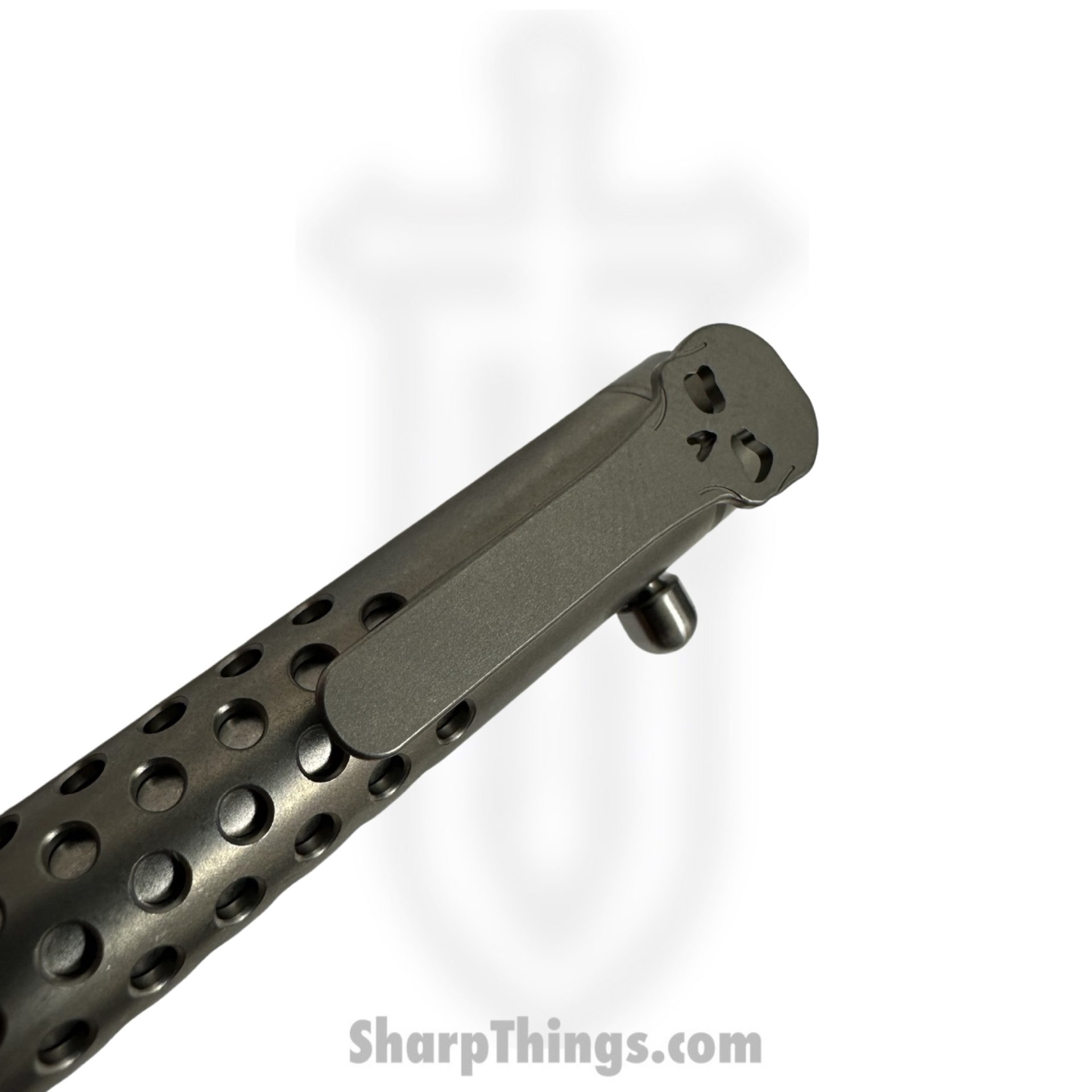 Chaves Knives - PEN-BA-DSWTI - Bolt Action Pen - Stonewash - Titanium - Dots - Image 4