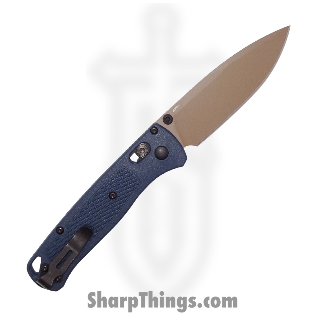 Benchmade - 535FE-05 - Bugout - Folding Knife - S30V Flat Dark Earth Cerakote Drop Point - Grivory - Crater Blue - Image 2