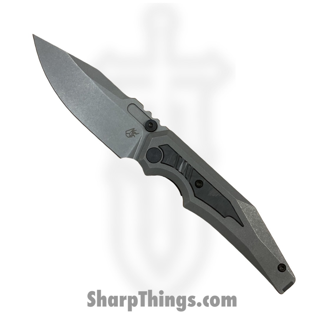 Arcane Design - ADPr20swti - Preytheon - Folding Knife - 20CV Stonewash Clip Point - Titanium with Glow Carbon Fiber - Stonewash