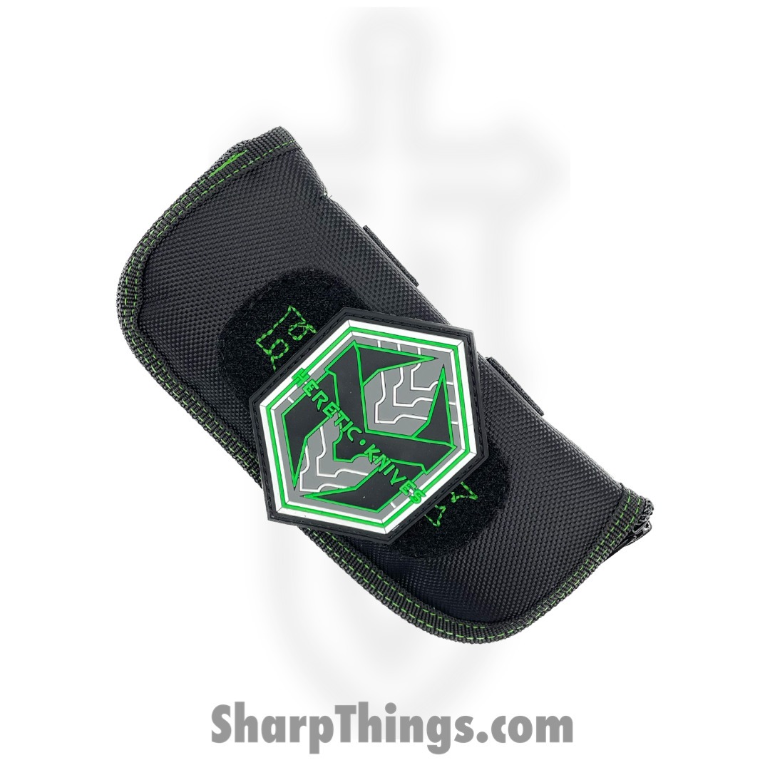 Heretic Knives - Cler2BFFCSS - Cleric II - OTF Auto - Baker Forge Damascus Double Edge - 6061-T6 Aluminum - Black Ano w/Fat Carbon Silver Snakeskin - Image 5