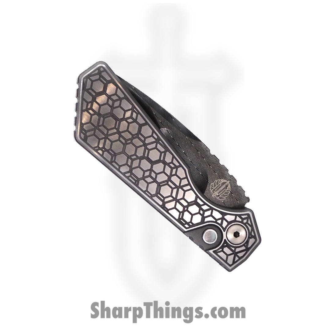 PROTECH - STRIDERPT+2023.003 - Strider PT+ Auto Gridlock - Vegas Forge Damascus Gridlock Textured Drop Point - 17-4 Stainless Steel - Stainless - Image 4
