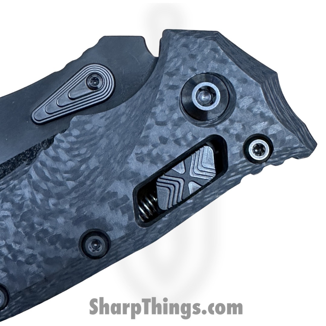 Marfione Custom - 204MCK623 - Custom Amphibian - Manual Folding Knife - Ram-Lok - M390 Iced Diamondwash DLC Spear Point - CF - Black - Image 8