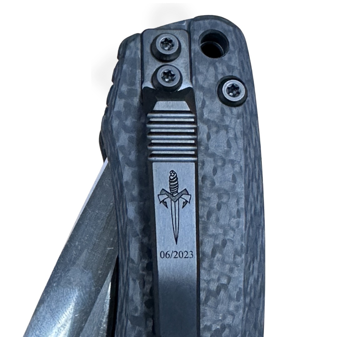 Marfione Custom - 204MCK623 - Custom Amphibian - Manual Folding Knife - Ram-Lok - M390 Iced Diamondwash DLC Spear Point - CF - Black - Image 7