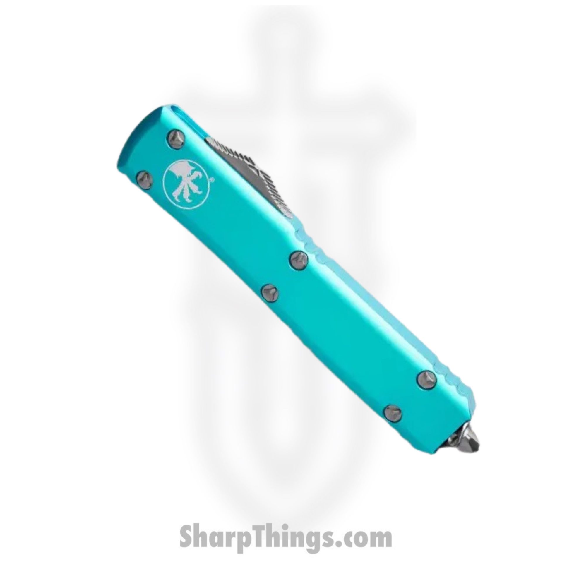 Microtech - 120-10TQ - Ultratech - OTF Auto - Stonewash Bayonet - 6061-T6 Aluminum - Turquoise - Image 2