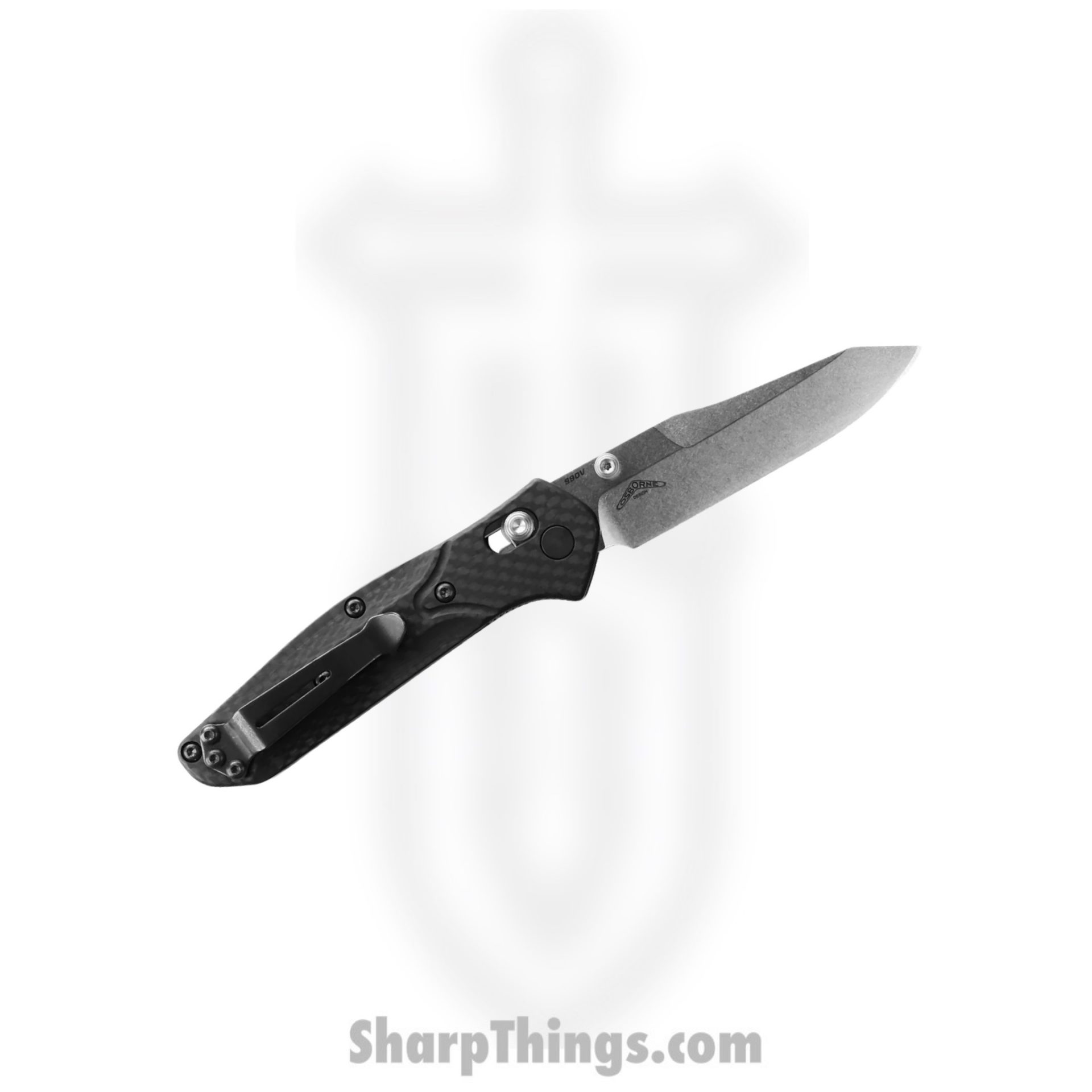 Benchmade - 945-2 - Mini Osborne - Folding Knife - S90V Satin Reverse Tanto - Carbon Fiber - Black - Image 2