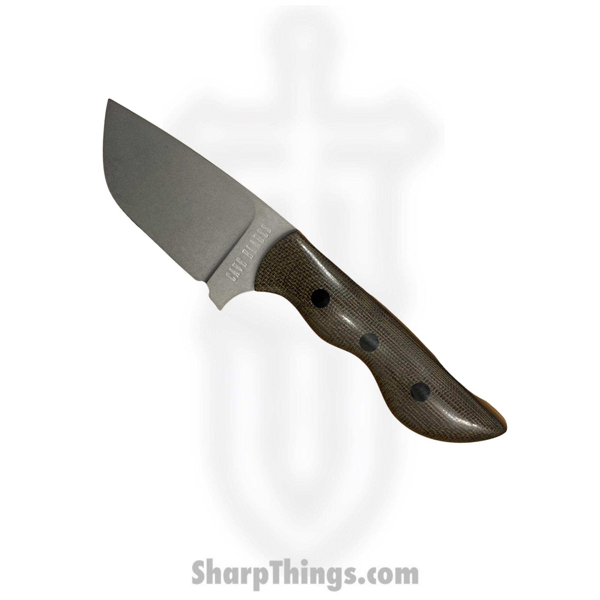 Cave Blades - CBRhiODMic - Rhino - Fixed Blade Knife - 154cm Bead Blast Tumbled Tanto - Micarta - OD Green - Image 5