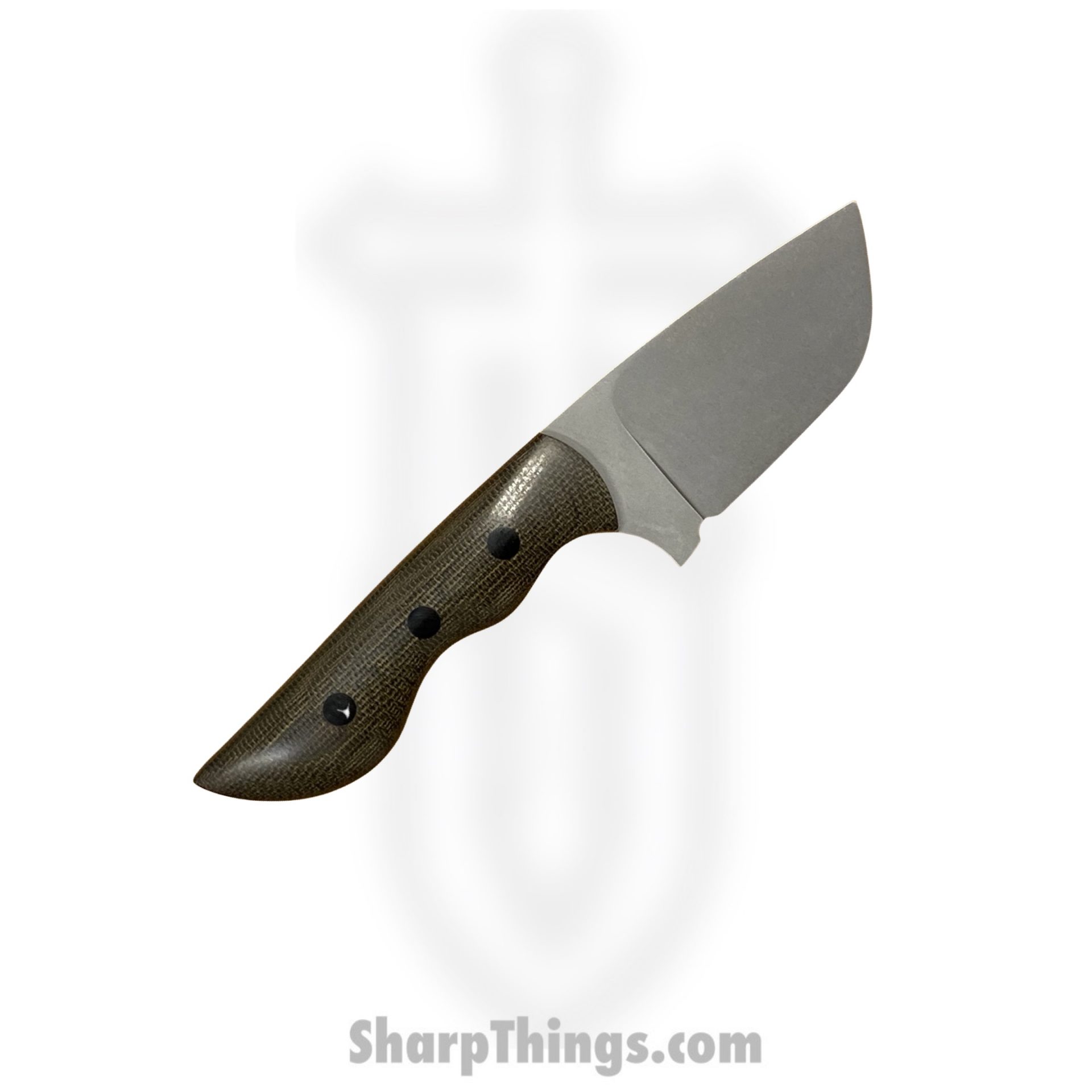 Cave Blades - CBRhiODMic - Rhino - Fixed Blade Knife - 154cm Bead Blast Tumbled Tanto - Micarta - OD Green - Image 2