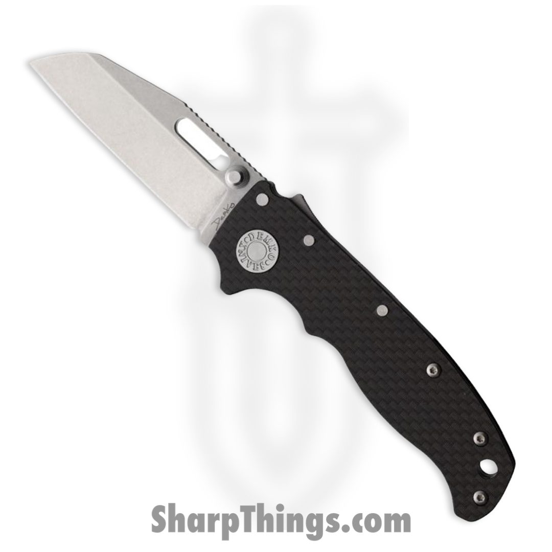 Demko Knives - DEM09627 - AD 20.5 Shark-Lock - Folding Knife - CPM-S35VN Stonewash Wharncliffe - Carbon Fiber - Black