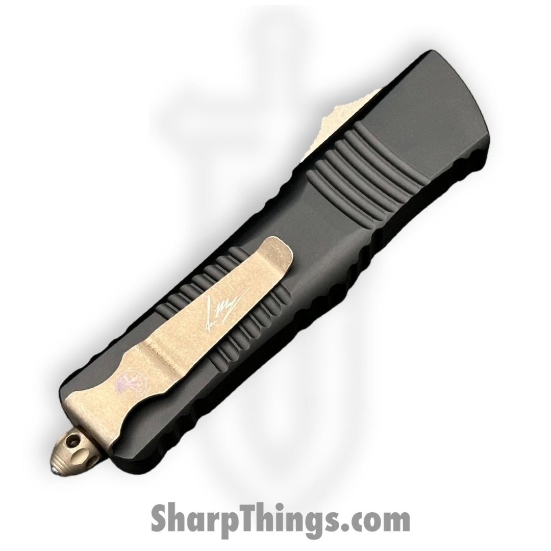 Microtech - 219-13APS - Signature Series Combat Troodon - OTF Auto - Bronzed Apocalyptic Hell Hound - 6061-T6 - Black - Image 4