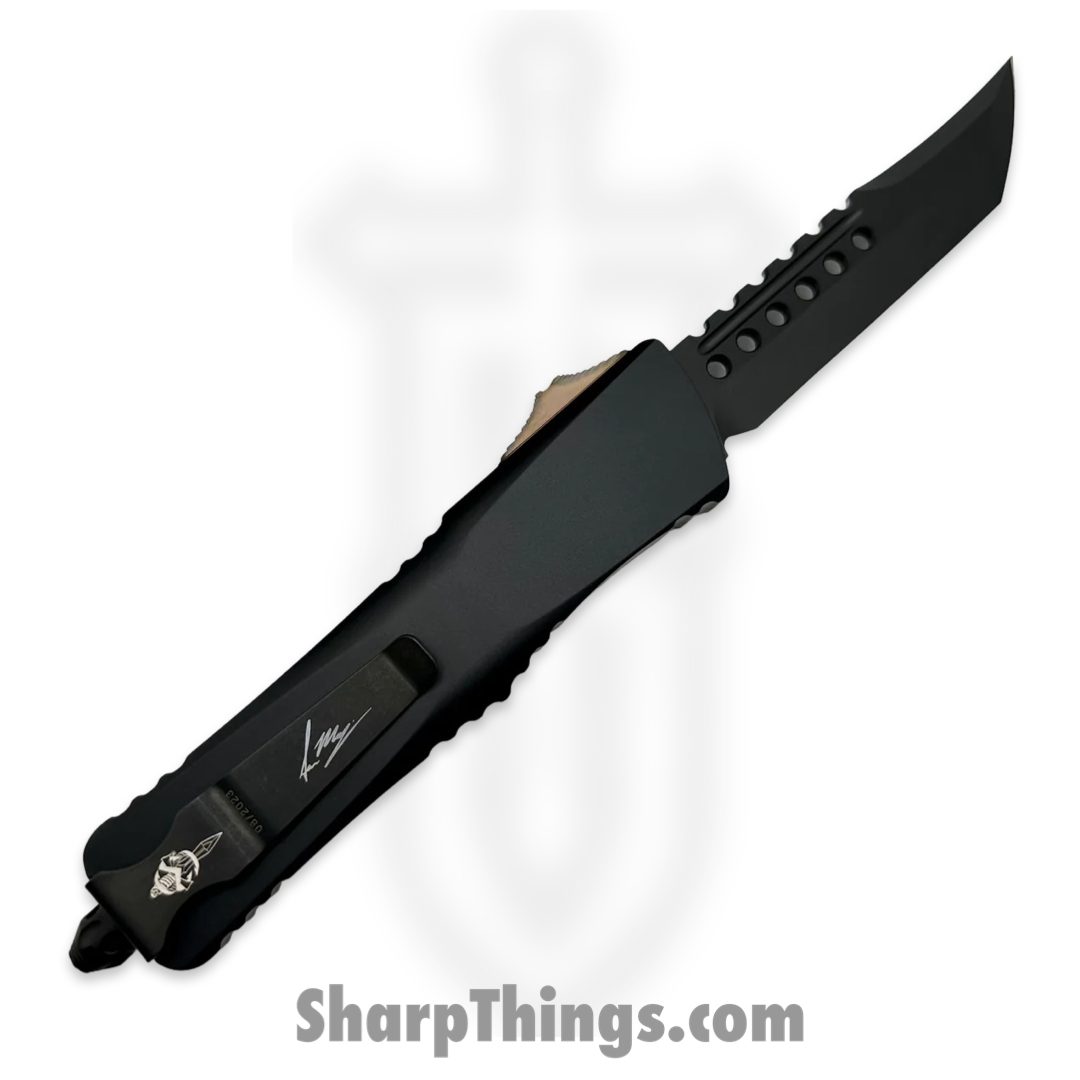 Microtech - 219-1DLCTULS - Combat Troodon with Ultem Top - OTF Auto - Black Hell Hound - 6061-T6 - Ultem - Image 2