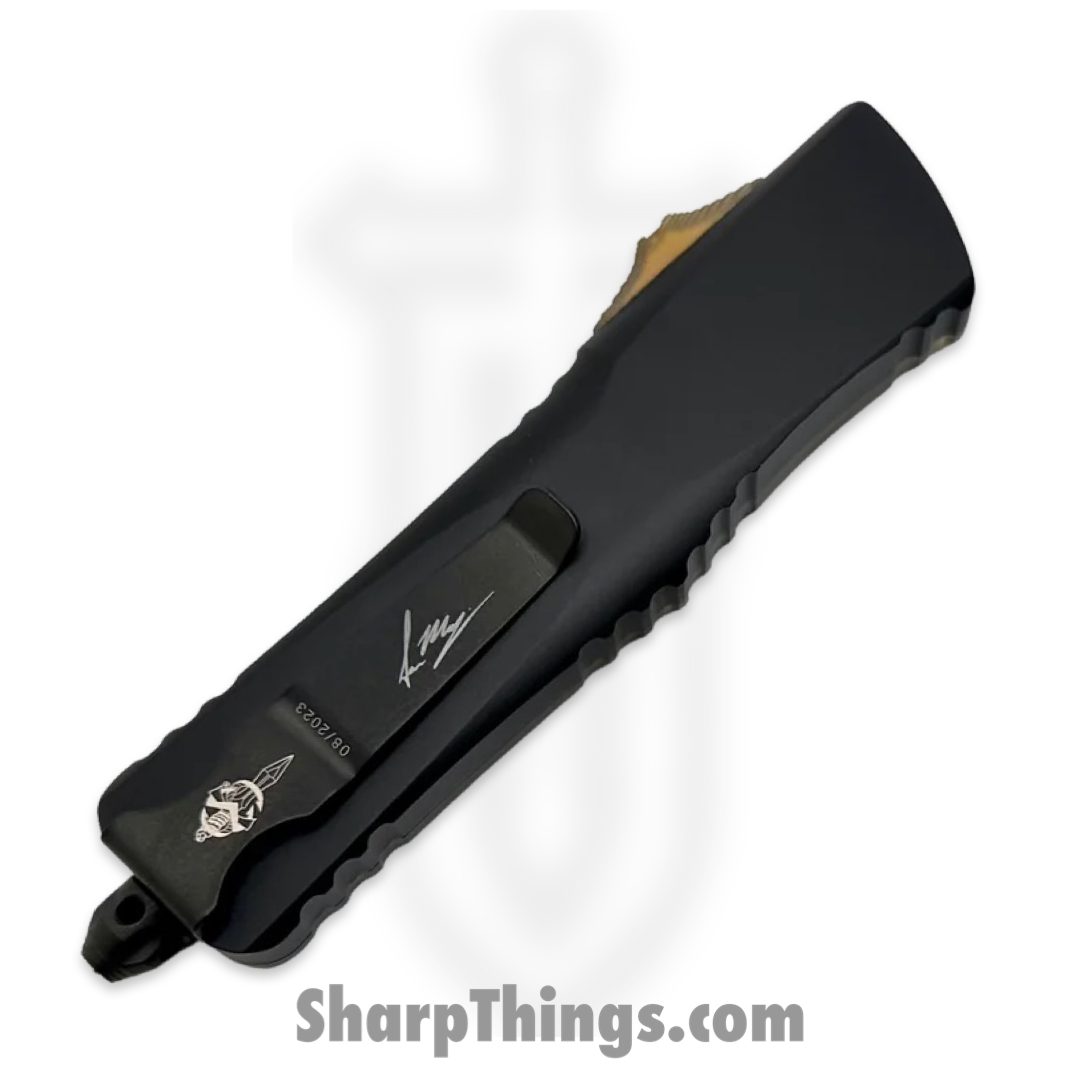 Microtech - 219-1DLCTULS - Combat Troodon with Ultem Top - OTF Auto - Black Hell Hound - 6061-T6 - Ultem - Image 4
