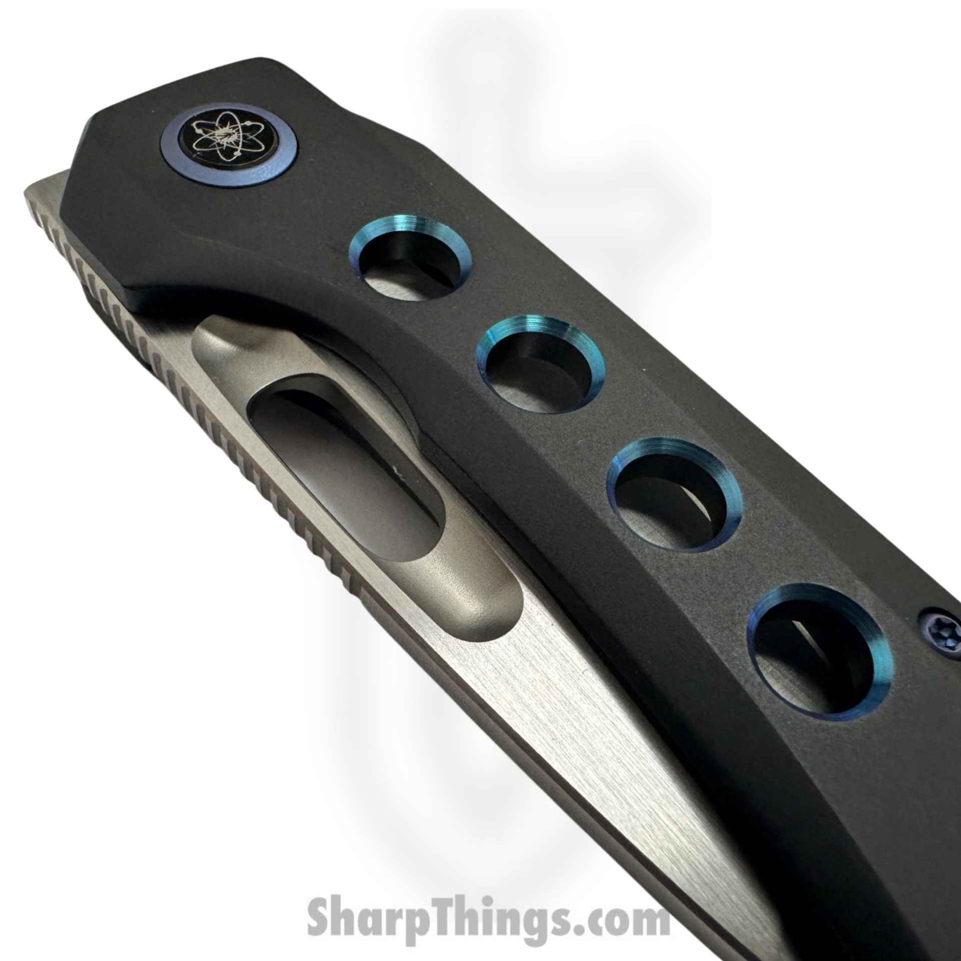 EMPEDC - EMPNymT2ShBl - Nymble T2 - Folding Knife - Satin Elmax Tanto - Titanium Speedholes - Blue - Image 4