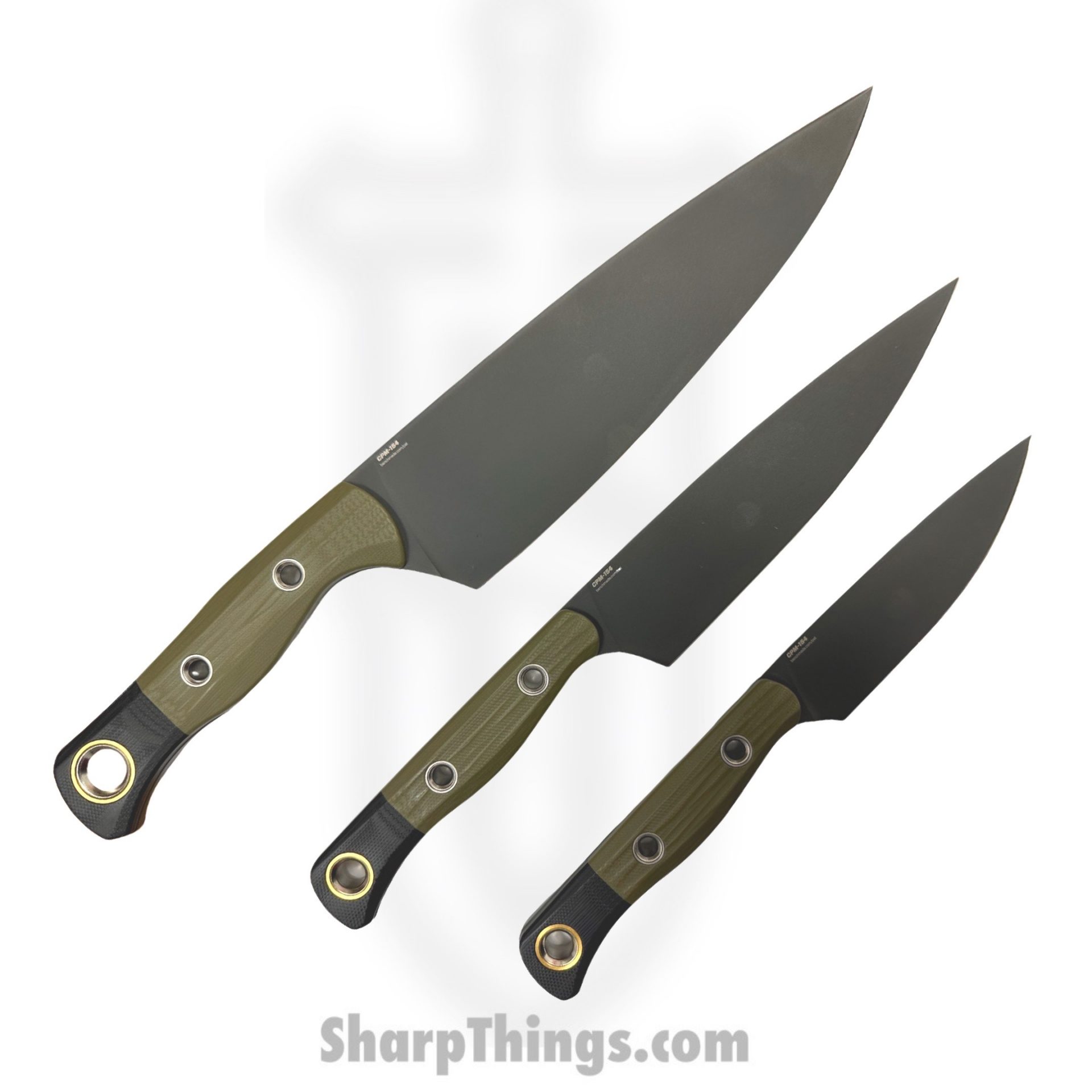 Benchmade - 4000BK-01 - 3 Piece Set - Fixed Blade Knife - CPM-154 DLC Drop Point - G10 - OD Green, Black - Image 2