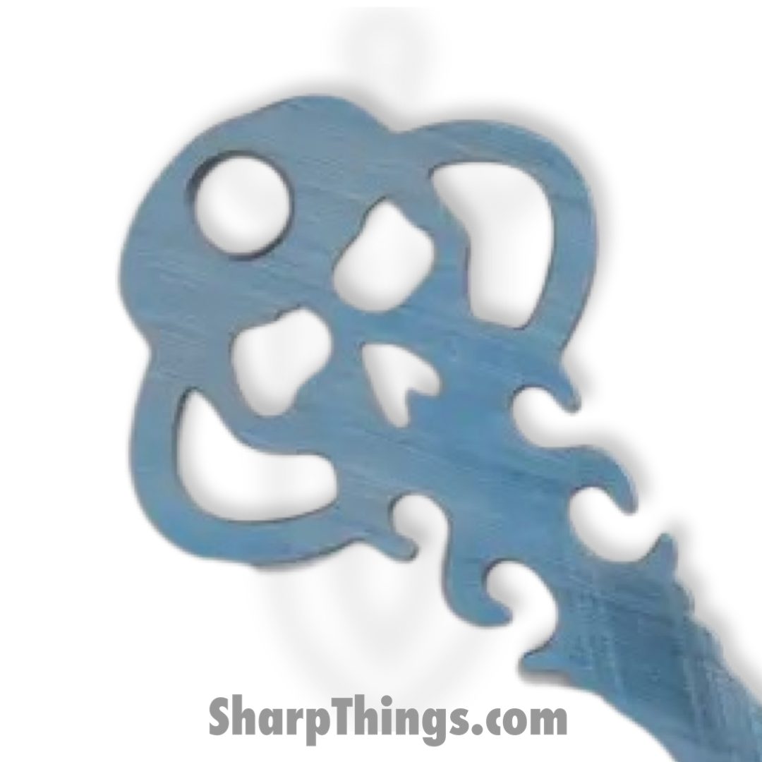 Chaves Knives - KEY/TL/BLTI/CH - Skeleton Key Tool Prybar - Titanium Crosshatch - Blue - Image 3