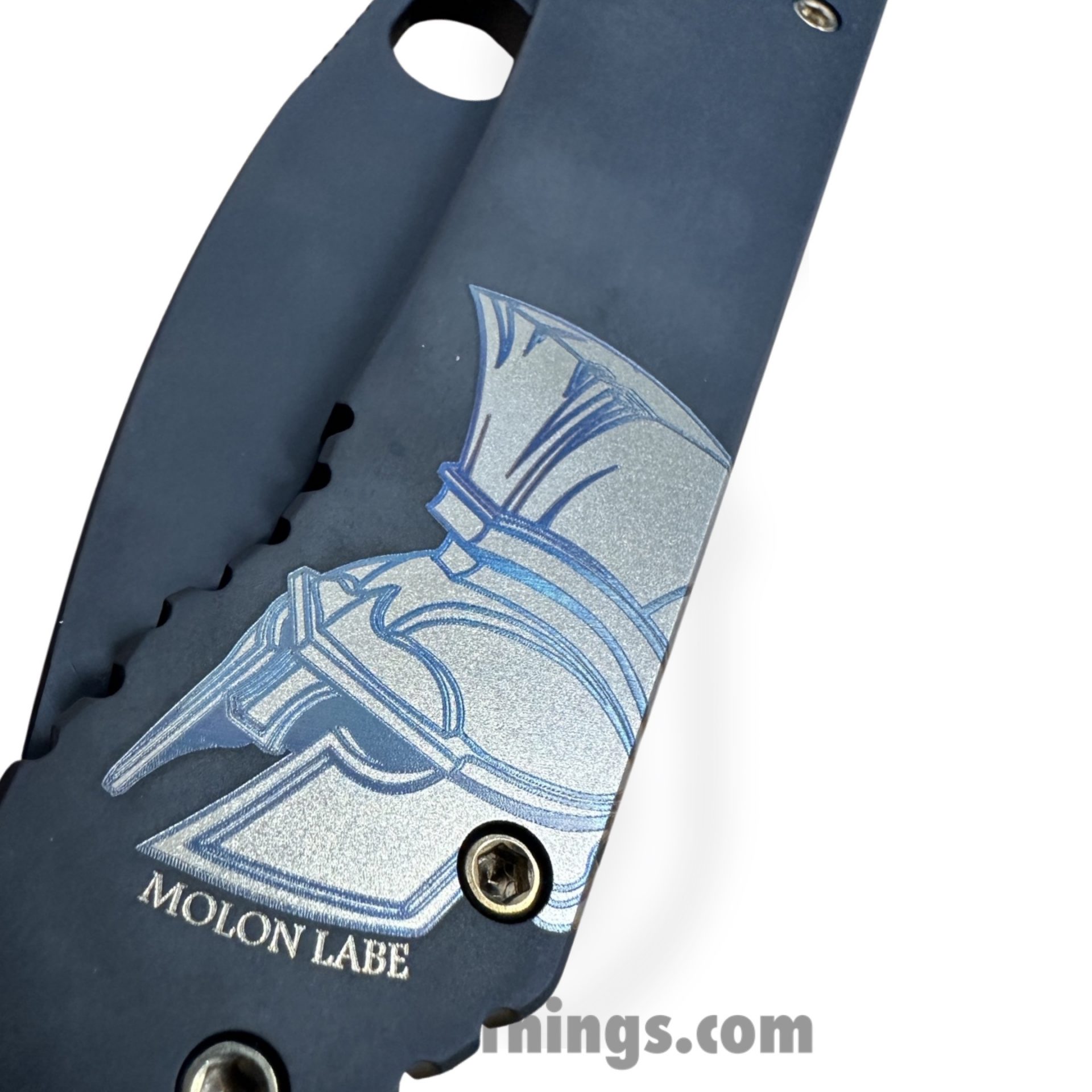 Medford Knife and Tool - MK002DPQ-30PV-T1C1-Q4 - 187 DP - Folding Knife - D2 Coated Drop Point - Titanium - PVD Bronze Molon Labe - Image 5