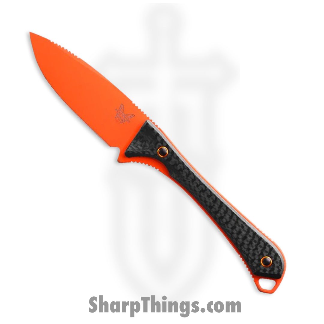 Benchmade - 15201OR - Altitude - Fixed Blade Knife - CPM S90V Coated Drop Point - Carbon Fiber - Black Orange