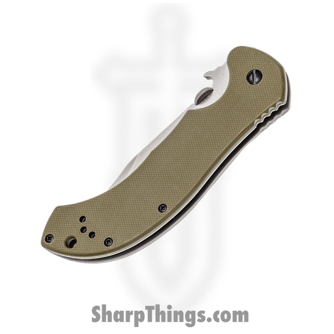 Kershaw - 6030 - CQC-10K - Folding Knife - 8Cr14MoV Stonewash Bowie - G10 410 Stainless Steel - Olive - Image 2