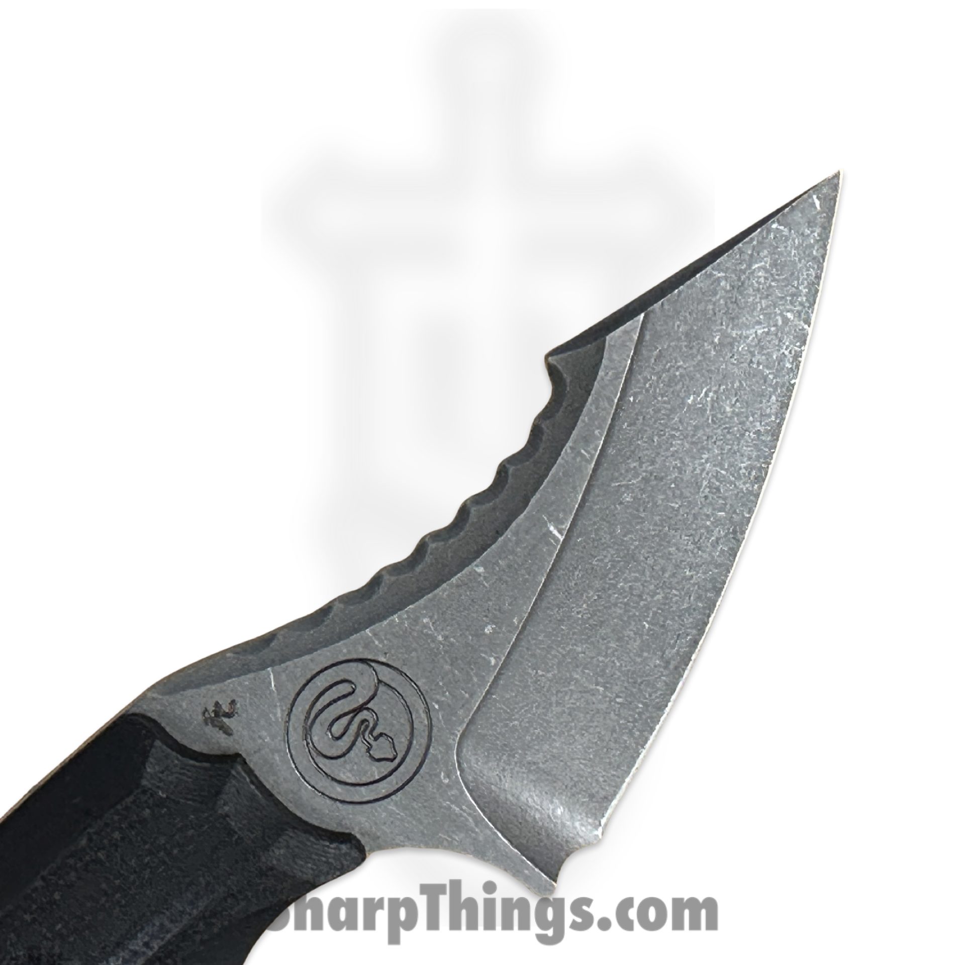 Dishonor Blades - DB-C7-LS-BLK - Chimera Edc - Fixed Blade Knife - Uddeholm Rigor (A2) Coated Light Stonewash Mod. Wharncliffe - G10 - Black - Image 4