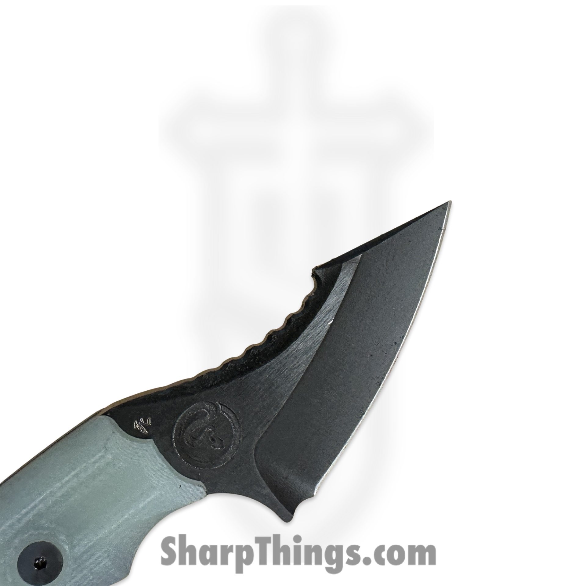 Dishonor Blades - DB-Nephrite-FB-Jade - Chimera Edc - Fixed Blade Knife - Uddeholm Rigor (A2) Flat Black Coated Mod. Wharncliffe - G10 - Jade - Image 2