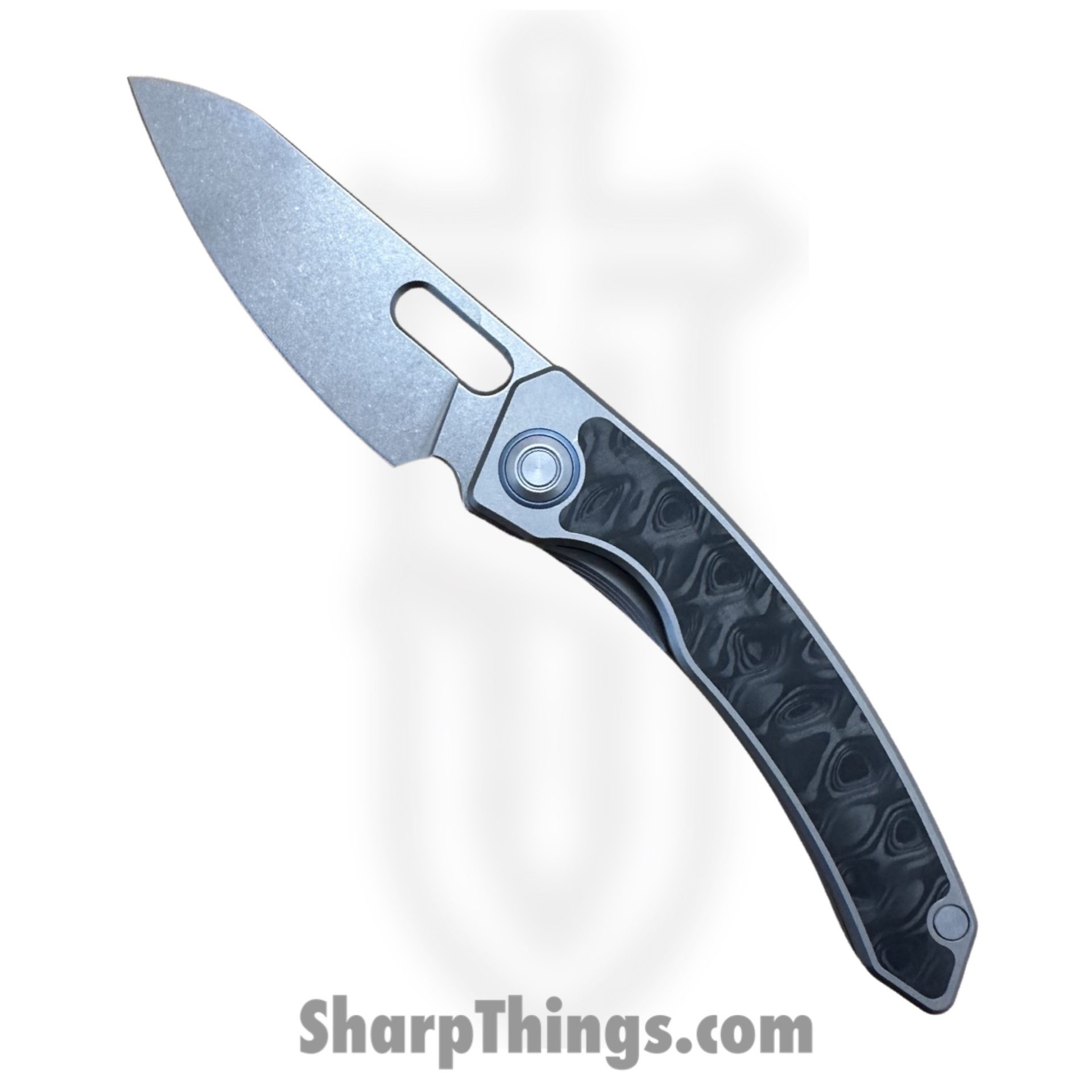 Maxace - MAXMXBM01 - Black Mirror Framelock - Folding Knife - Bohler M390 Stonewash Drop Point - Bead Blasted Titanium Carbon Fiber Insert - Gray Carbon Fiber