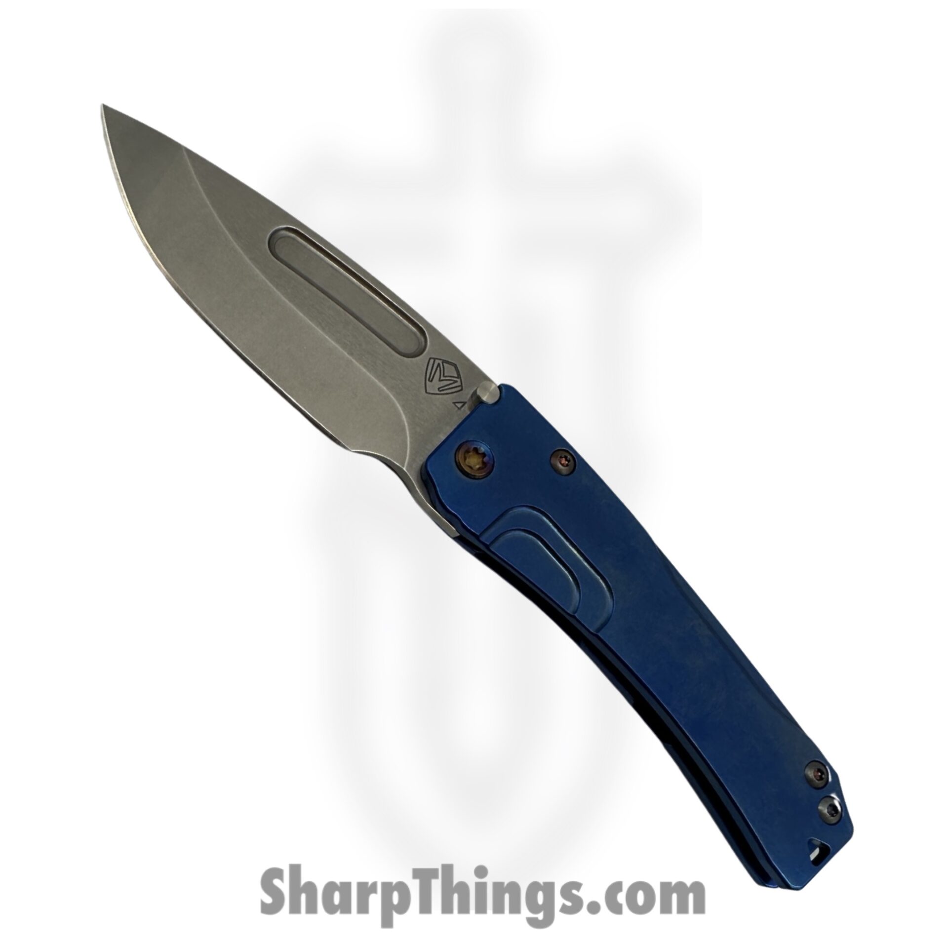 Medford Knife and Tool - MK2014TD-37A2TFCF-Q4 - Slim Midi - Folding Knife - S45VN Tumbled Drop Point - Titanium - Blue