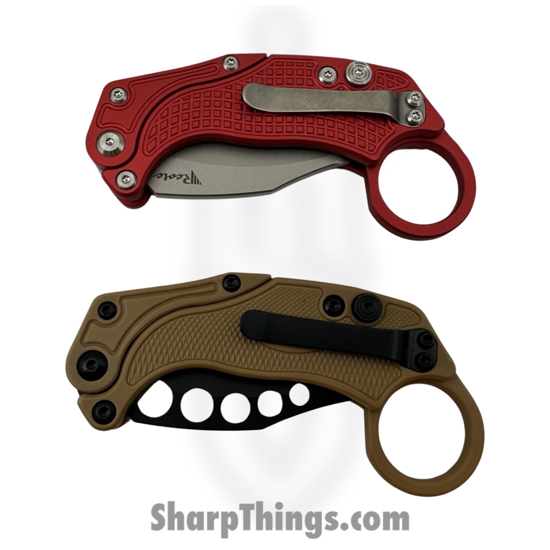 Reate Knives - EXOKSWRD - EXO-K - Gravity Karambit 2pc Set - Folding Knife - Stonewash N690 - Red - Image 3