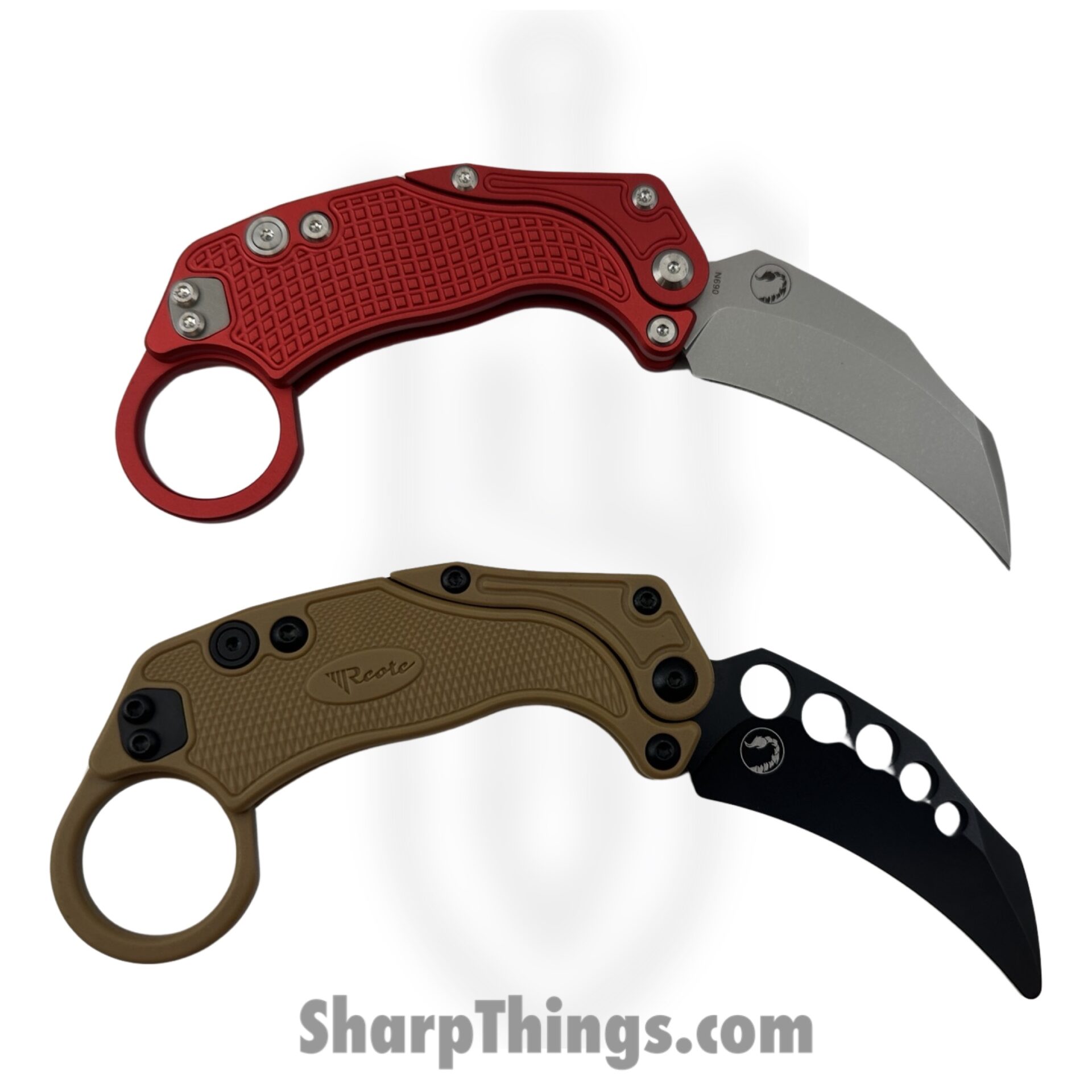 Reate Knives - EXOKSWRD - EXO-K - Gravity Karambit 2pc Set - Folding Knife - Stonewash N690 - Red